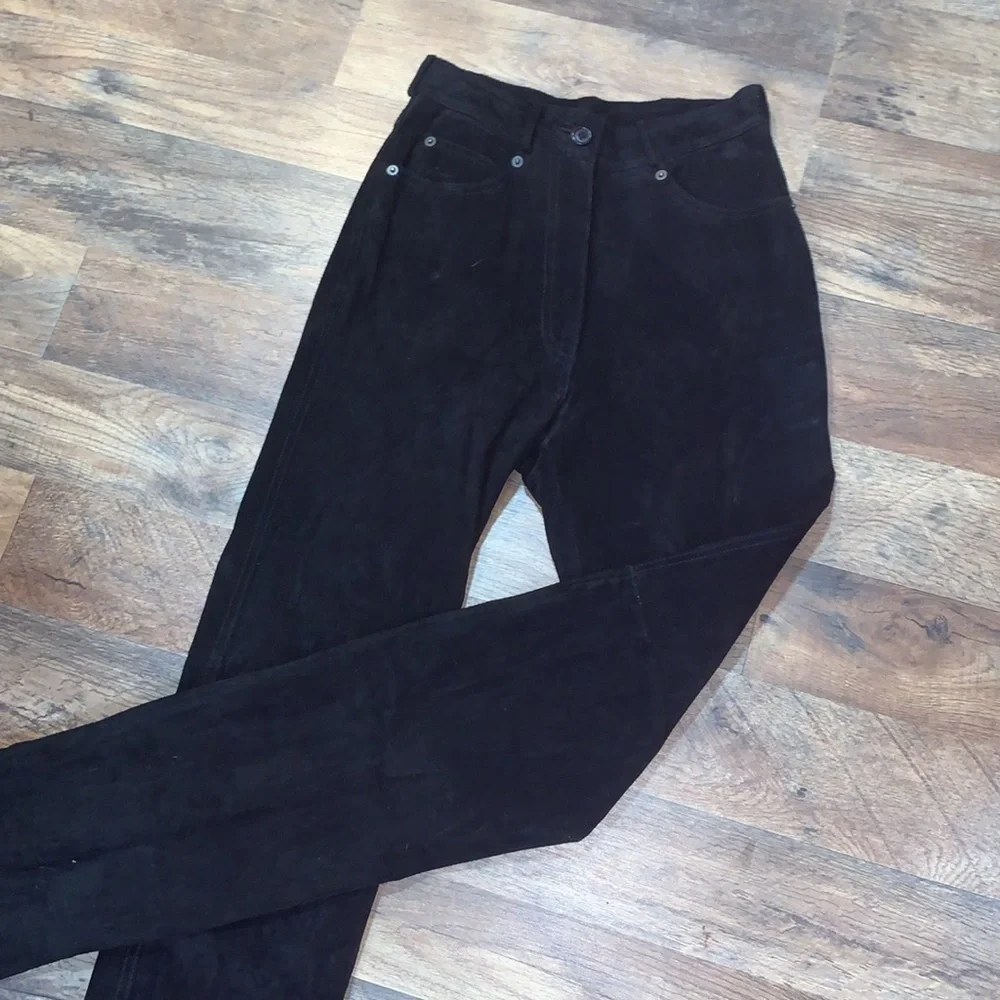 Vintage Black Suede 100 % Leather Pants Woman’s 5 Pocket Style Size 0/2 XS/Small - Picture 16 of 16